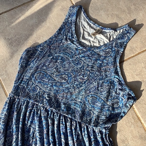 💥 Long blue paisley knit coverup dress sz Small - Picture 2 of 9